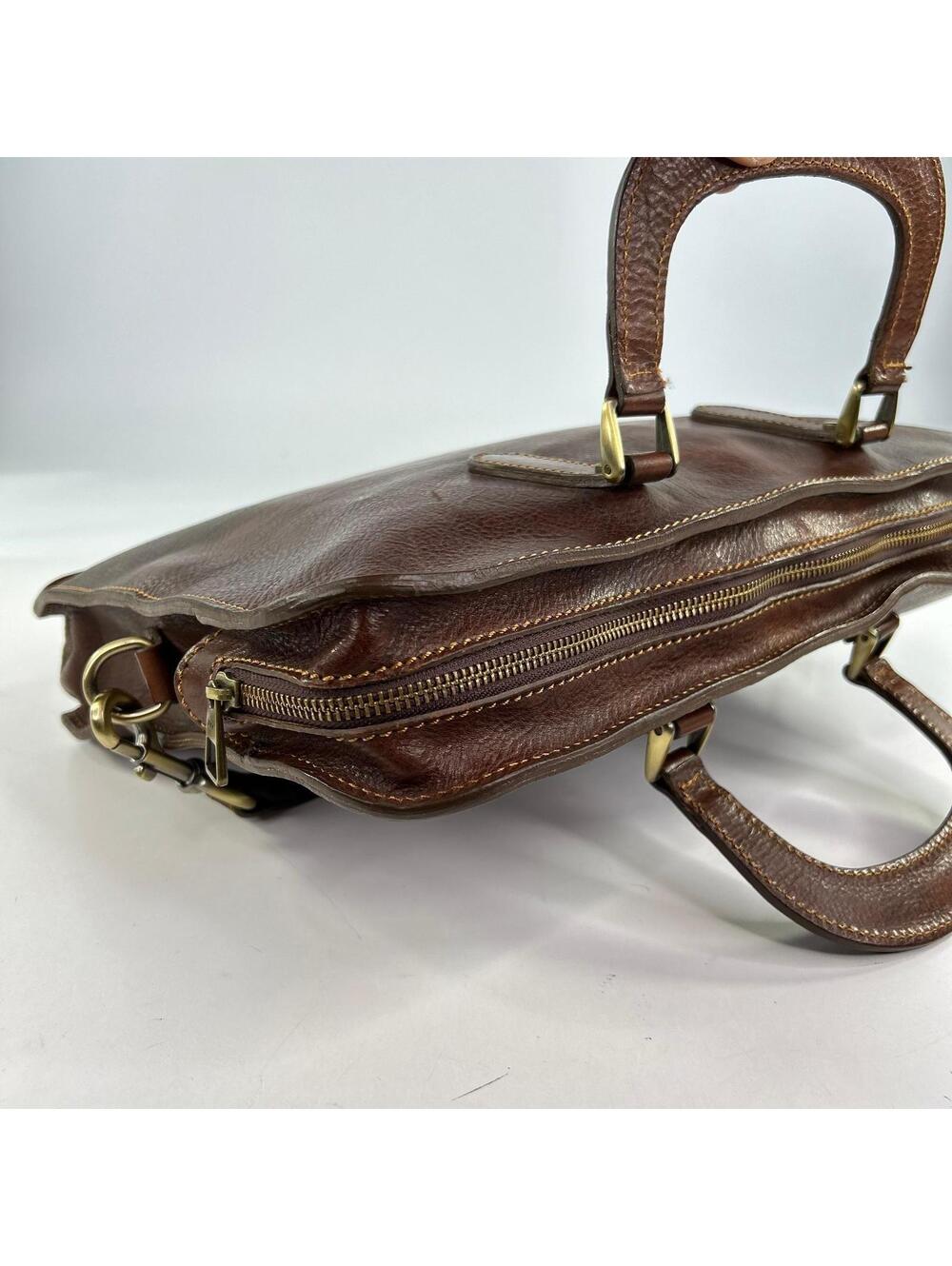 Firenze Giani Handmade Leather Briefcase Brown Made In Italy Shoulder Strap Bags - Picture 5 of 12